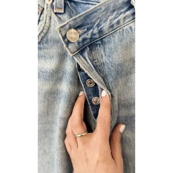 Agolde Criss Cross Upsized Jean High Rise Cross Front Straight Leg Size 25 2661 - Picture 6 of 12